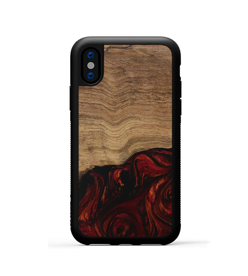 iPhone Xs Wood Phone Case - Bethina (Red, 729646)