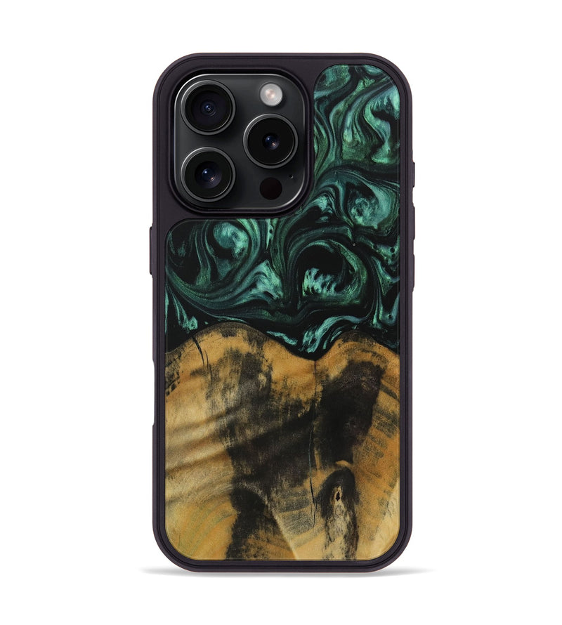 iPhone 16 Pro Wood Phone Case - Ananias (Green, 729691)