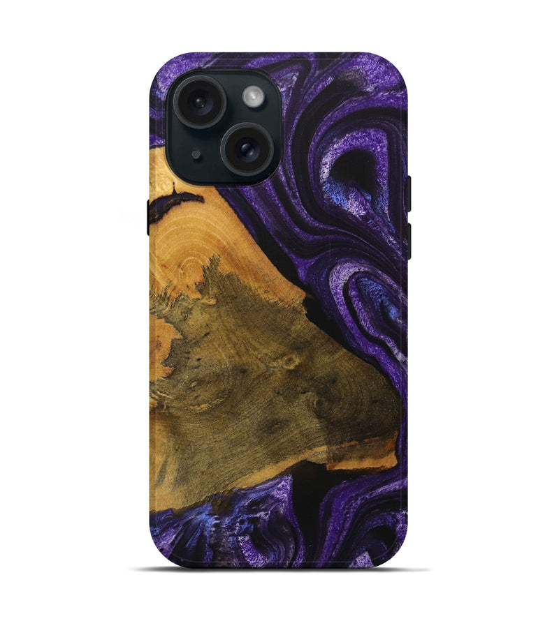 iPhone 15 Wood Live Edge Phone Case - Hien (Purple, 729719)