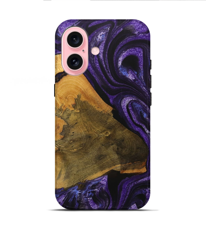 iPhone 16 Wood Live Edge Phone Case - Hien (Purple, 729719)