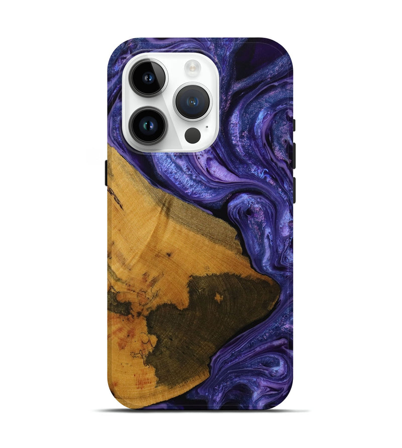 iPhone 15 Pro Wood Live Edge Phone Case - Xiomara (Purple, 729723)