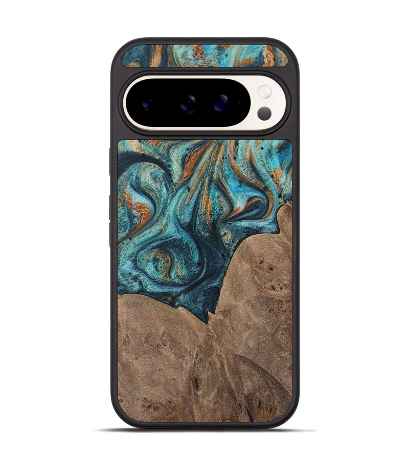 Pixel 9 Wood Phone Case - Trudie (Teal & Gold, 729738)