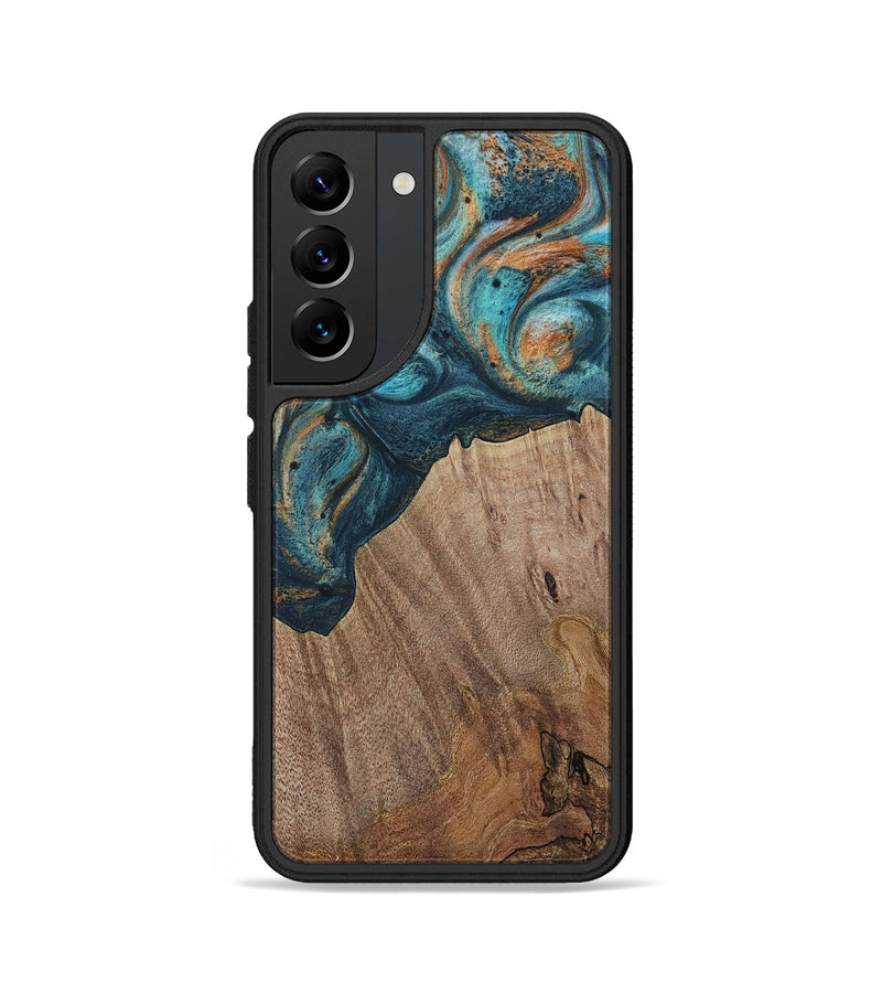 Galaxy S22 Wood Phone Case - Electra (Teal & Gold, 729763)