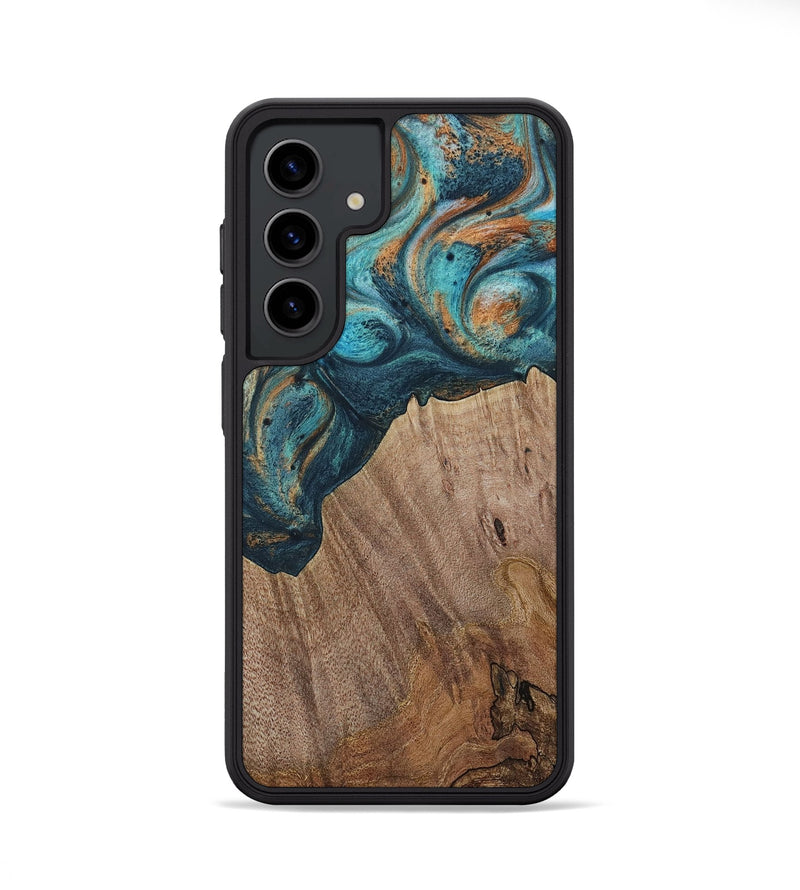 Galaxy S24 Wood Phone Case - Electra (Teal & Gold, 729763)