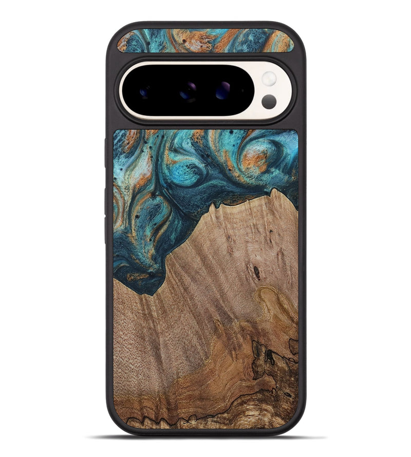 Pixel 9 Pro XL Wood Phone Case - Electra (Teal & Gold, 729763)