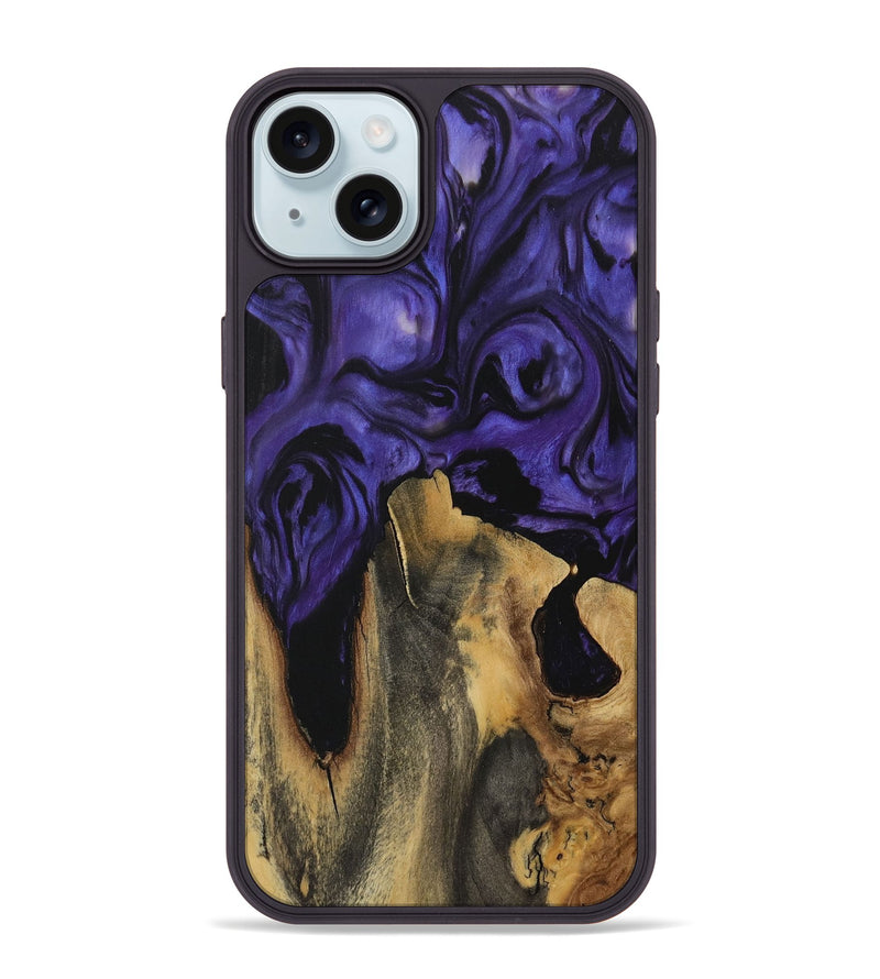 iPhone 15 Plus Wood Phone Case - Birgit (Purple, 729844)