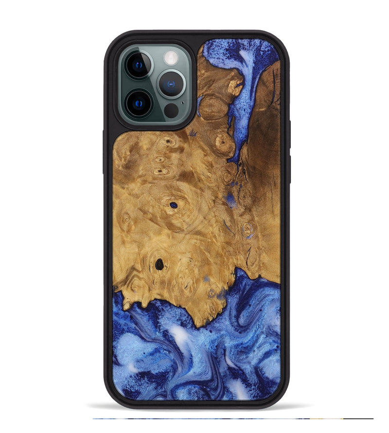 iPhone 12 Pro Max Wood Phone Case - Rakeem (Blue, 729947)