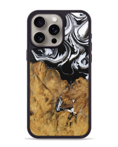 iPhone 15 Pro Max Wood Phone Case - Gwenny (Black & White, 729951)