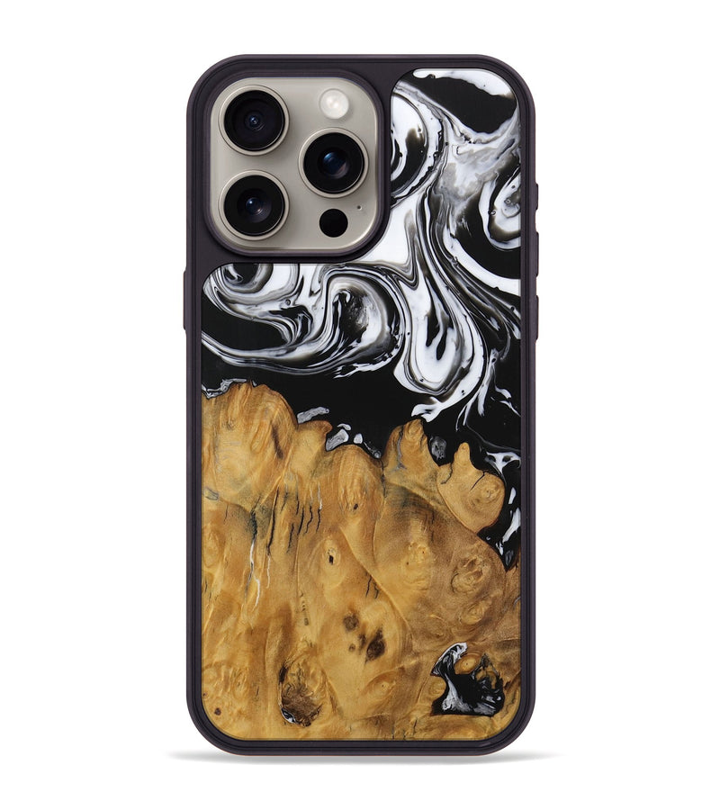 iPhone 15 Pro Max Wood Phone Case - Yannis (Black & White, 729952)