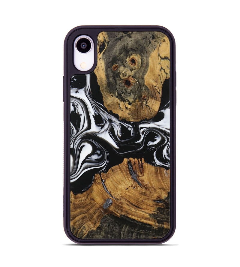 iPhone Xr Wood Phone Case - Minnoa (Black & White, 729970)