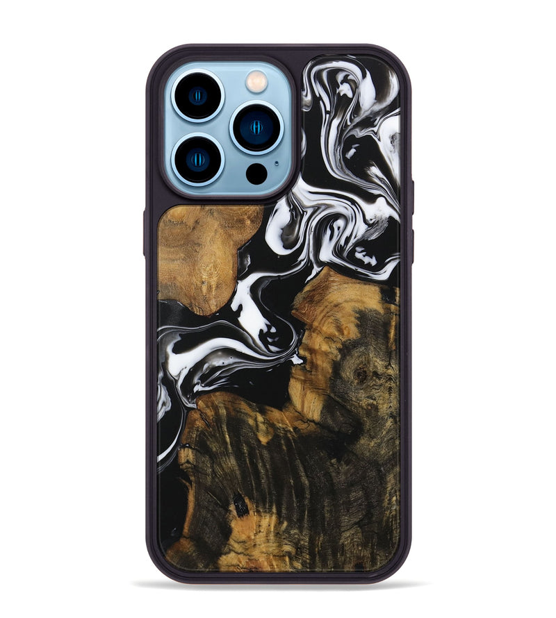 iPhone 14 Pro Max Wood Phone Case - Clive (Black & White, 729973)