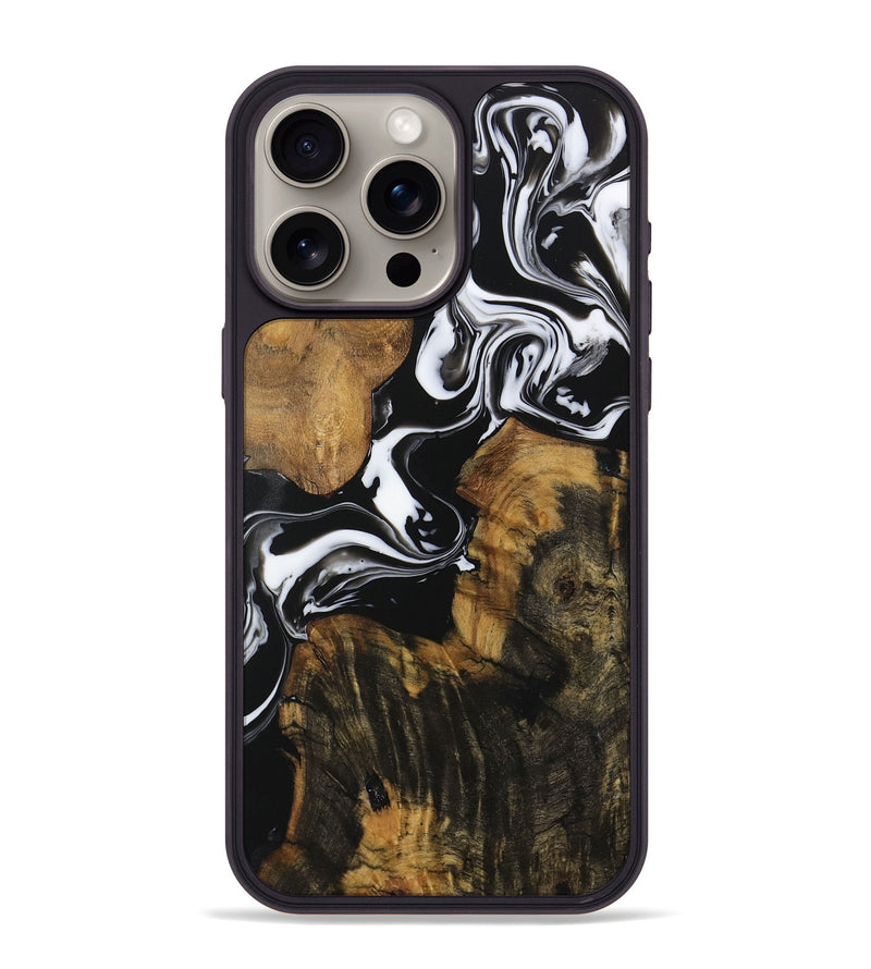 iPhone 15 Pro Max Wood Phone Case - Clive (Black & White, 729973)