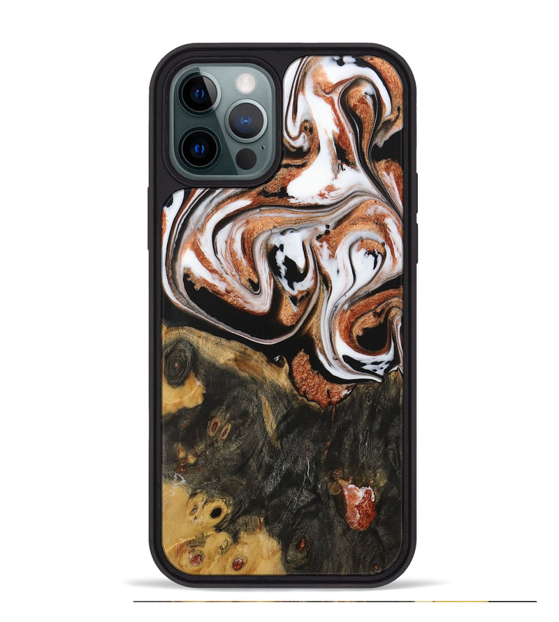 iPhone 12 Pro Max Wood Phone Case - Patty (Black & White, 729988)