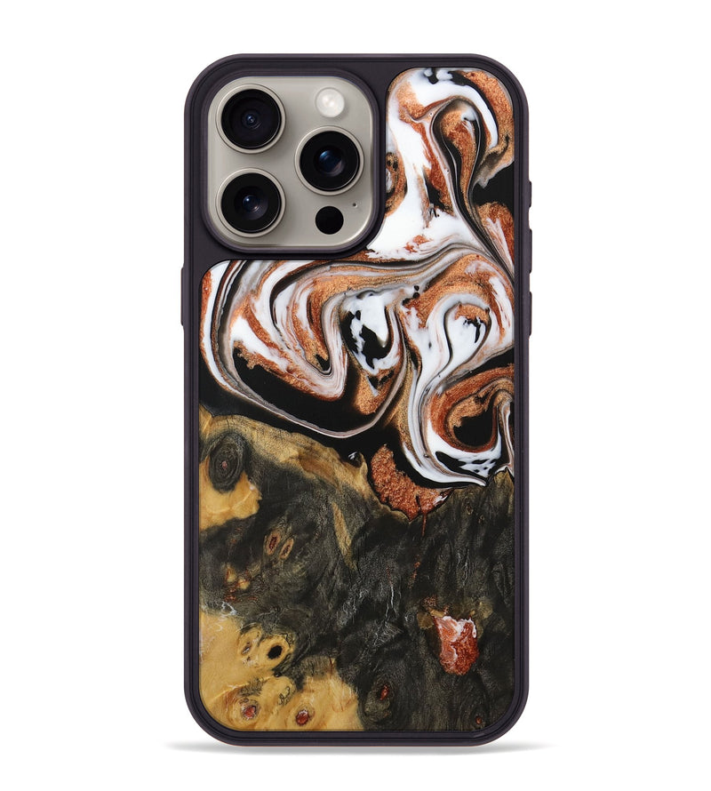 iPhone 15 Pro Max Wood Phone Case - Patty (Black & White, 729988)