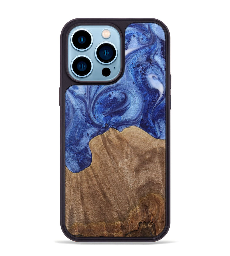 iPhone 14 Pro Max Wood Phone Case - Bettine (Blue, 730002)