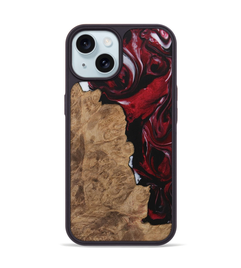 iPhone 15 Wood Phone Case - Mossie (Red, 730007)