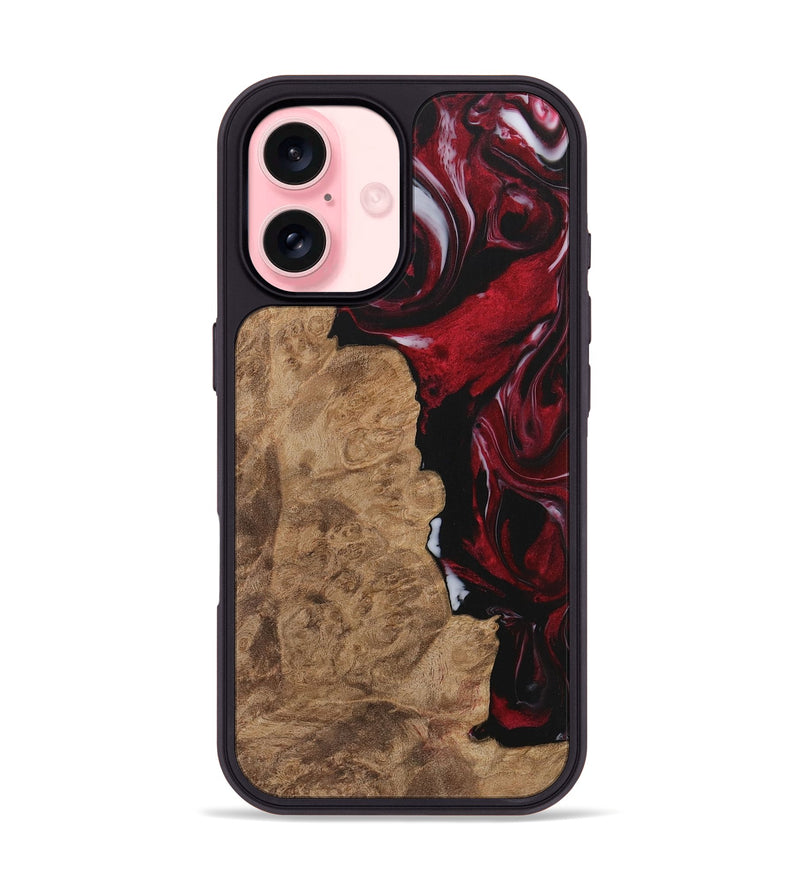 iPhone 16 Wood Phone Case - Mossie (Red, 730007)