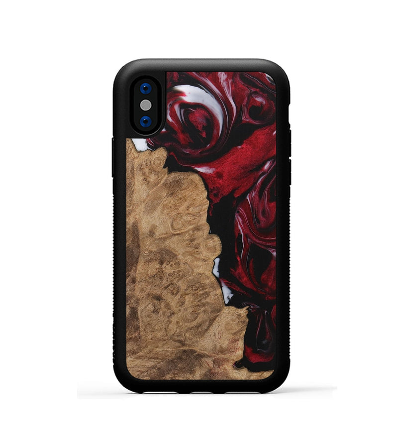 iPhone Xs Wood Phone Case - Mossie (Red, 730007)