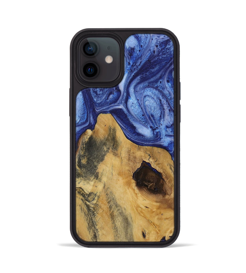 iPhone 12 Wood Phone Case - Nashib (Blue, 730014)