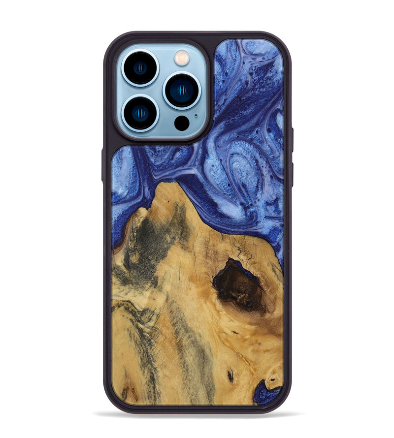 iPhone 14 Pro Max Wood Phone Case - Nashib (Blue, 730014)