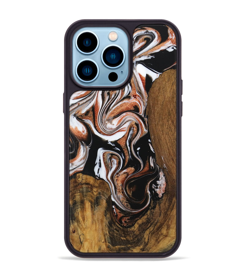 iPhone 14 Pro Max Wood Phone Case - Bessy (Black & White, 730031)