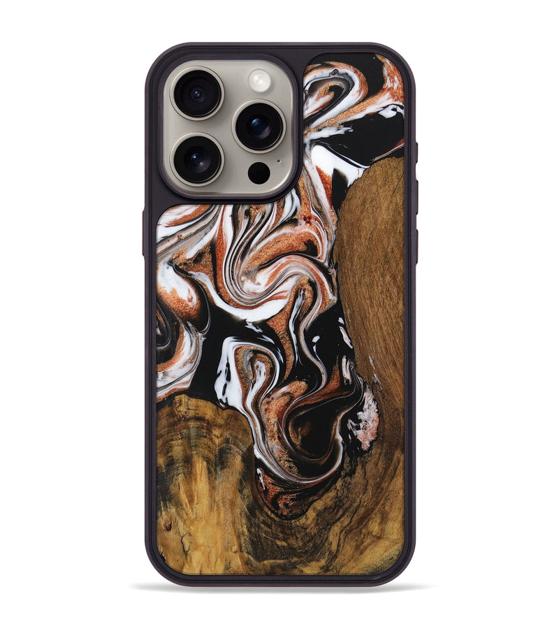 iPhone 15 Pro Max Wood Phone Case - Bessy (Black & White, 730031)