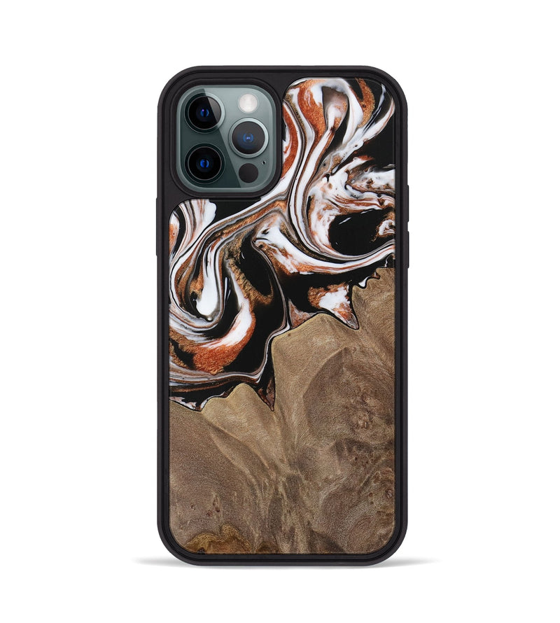 iPhone 12 Pro Wood Phone Case - Ephriam (Black & White, 730032)