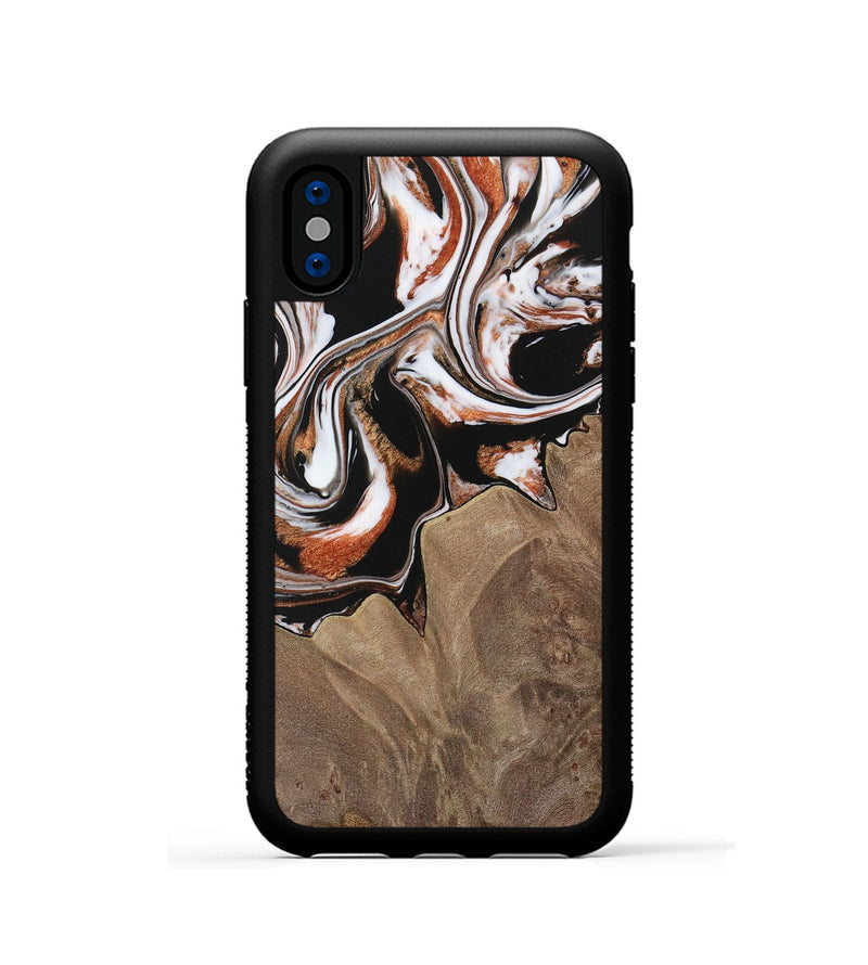 iPhone Xs Wood Phone Case - Ephriam (Black & White, 730032)