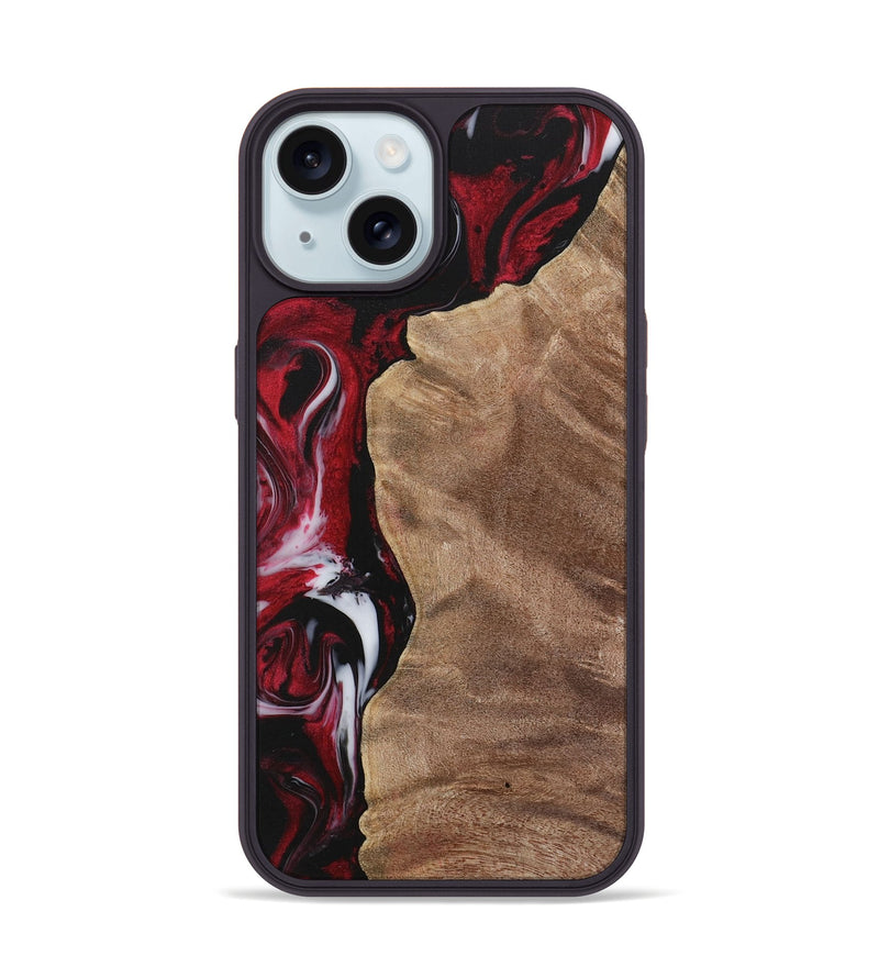 iPhone 15 Wood Phone Case - Conni (Red, 730047)