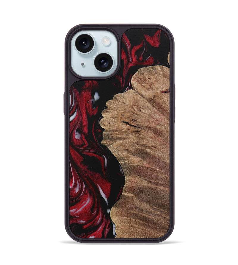 iPhone 15 Wood Phone Case - Daija (Red, 730049)