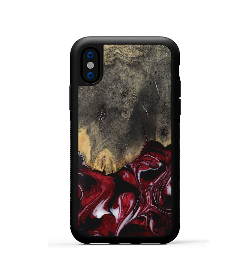 iPhone Xs Wood Phone Case - Rizwan (Red, 730062)