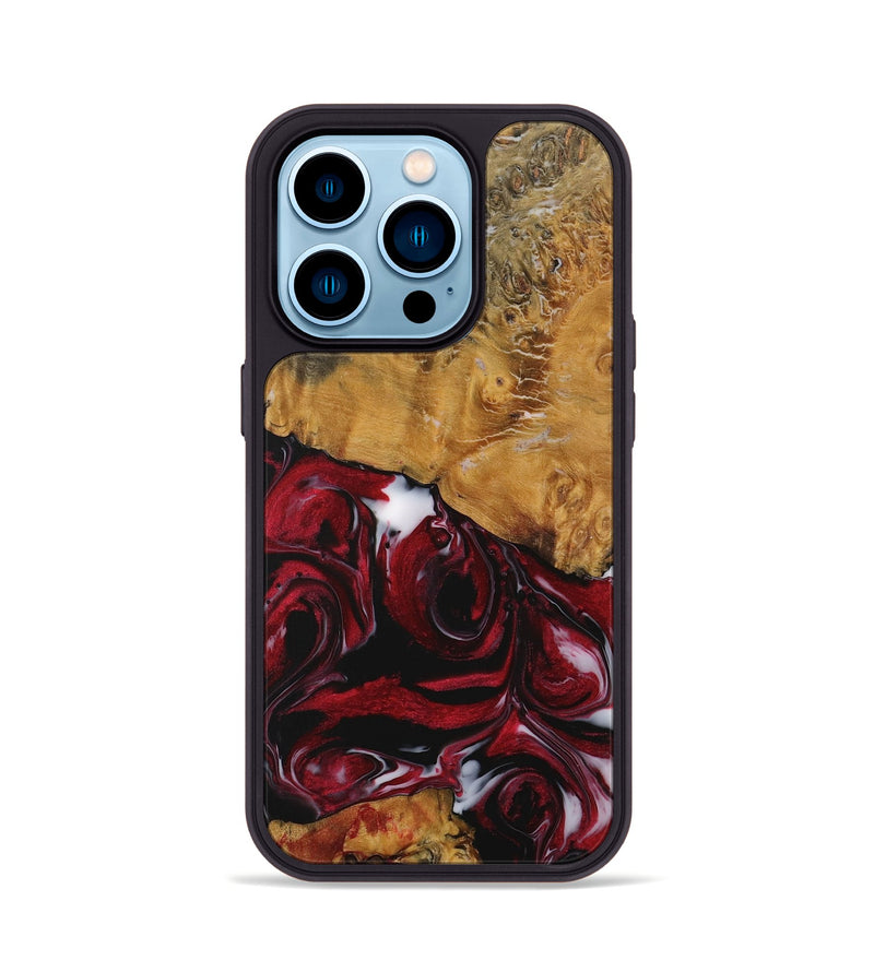 iPhone 14 Pro Wood Phone Case - Rianon (Red, 730065)