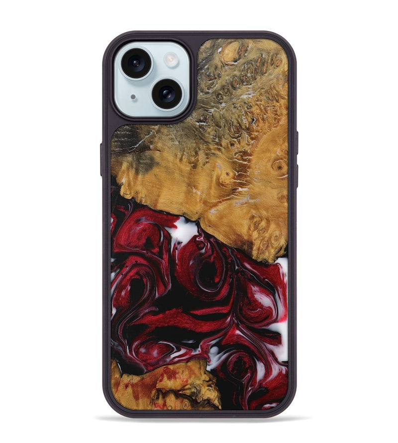 iPhone 15 Plus Wood Phone Case - Rianon (Red, 730065)