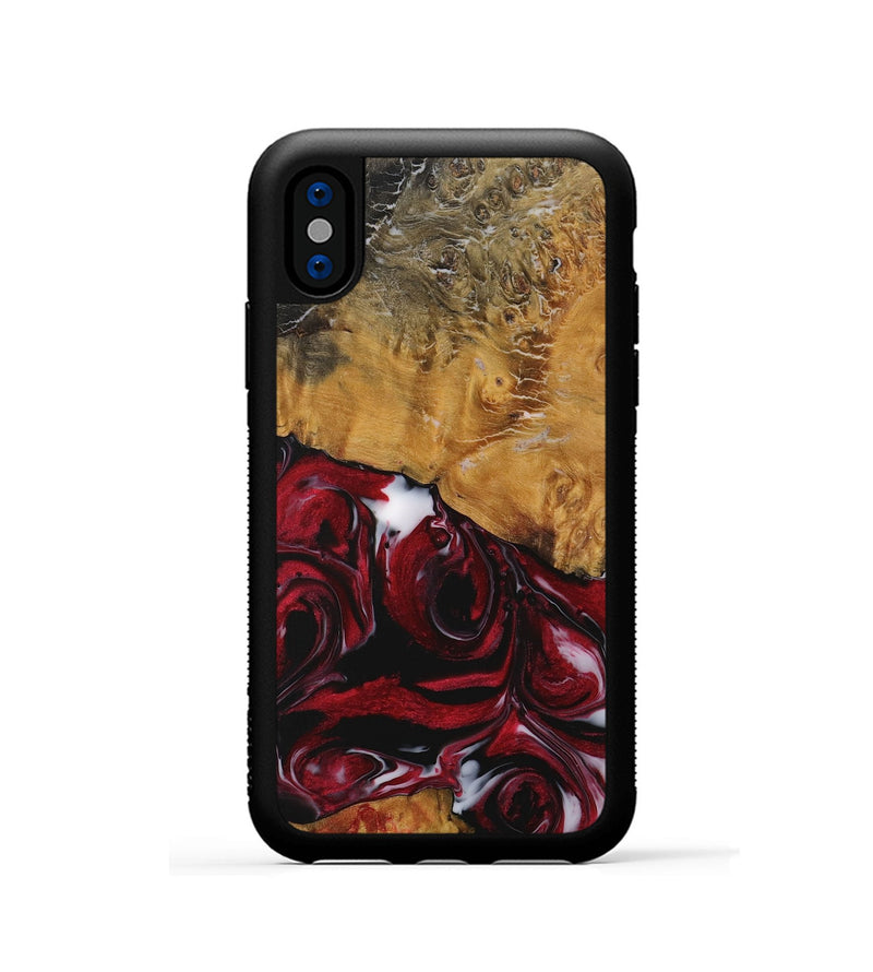 iPhone Xs Wood Phone Case - Rianon (Red, 730065)