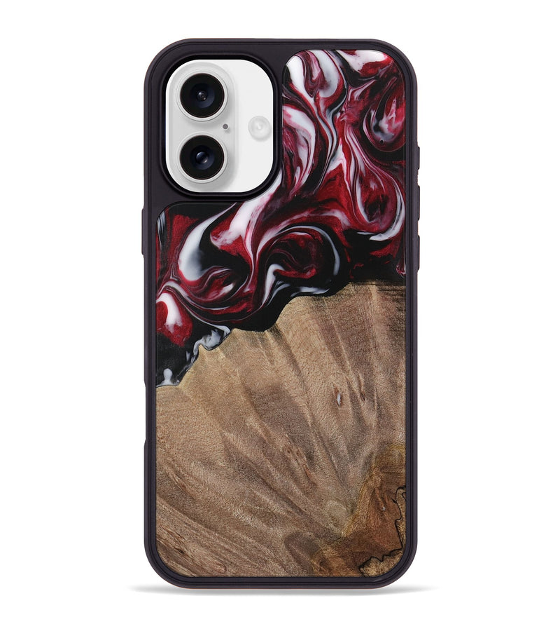 iPhone 16 Plus Wood Phone Case - Garett (Red, 730074)