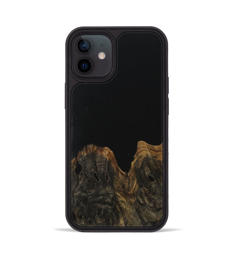 iPhone 12 Wood Phone Case - Magan (Pure Black, 730081)