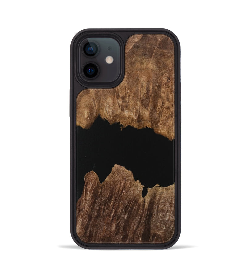 iPhone 12 Wood Phone Case - Elena (Pure Black, 730089)