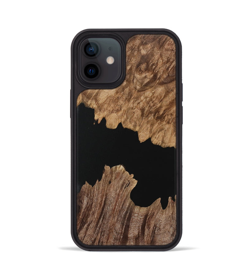 iPhone 12 Wood Phone Case - Adriena (Pure Black, 730090)