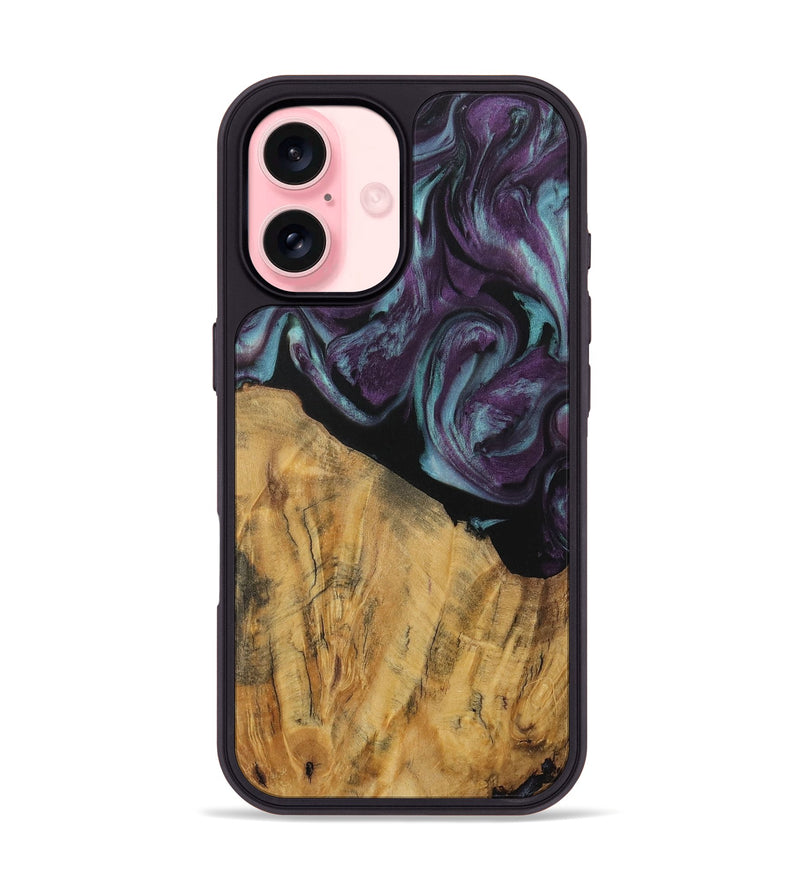 iPhone 16 Wood Phone Case - Caitlin (Purple, 730106)