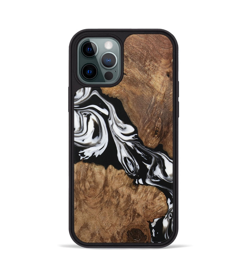 iPhone 12 Pro Wood Phone Case - Ottilia (Black & White, 730113)