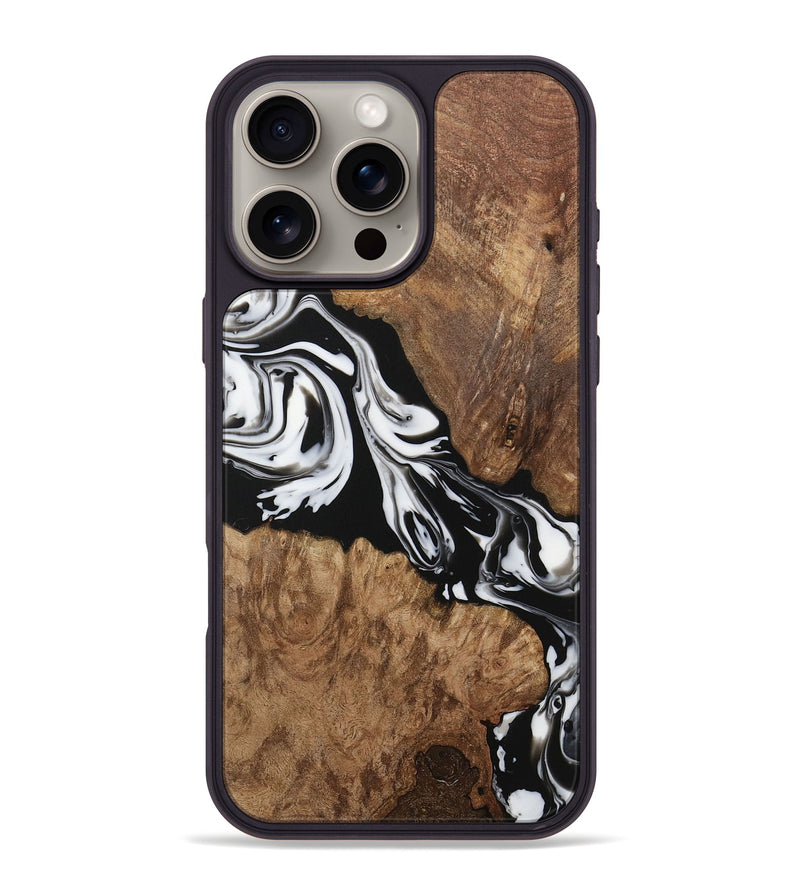 iPhone 16 Pro Max Wood Phone Case - Ottilia (Black & White, 730113)