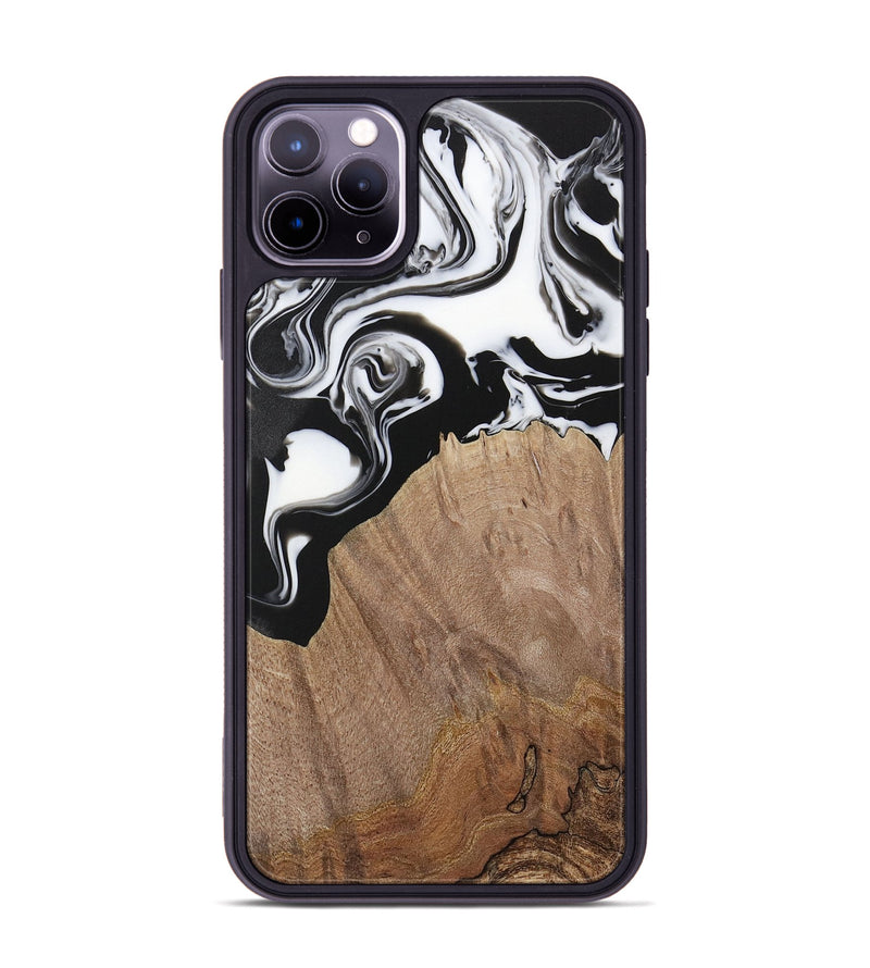 iPhone 11 Pro Max Wood Phone Case - Silvio (Black & White, 730117)