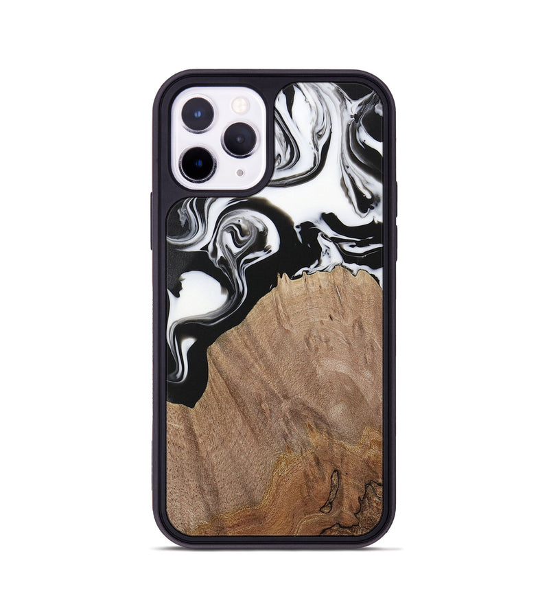 iPhone 11 Pro Wood Phone Case - Silvio (Black & White, 730117)