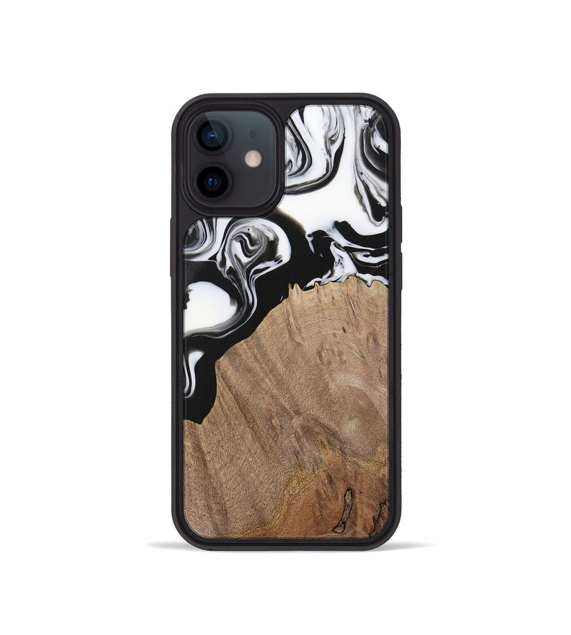 iPhone 12 mini Wood Phone Case - Silvio (Black & White, 730117)