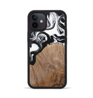 iPhone 12 Wood Phone Case - Silvio (Black & White, 730117)