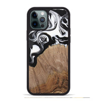 iPhone 12 Pro Max Wood Phone Case - Silvio (Black & White, 730117)