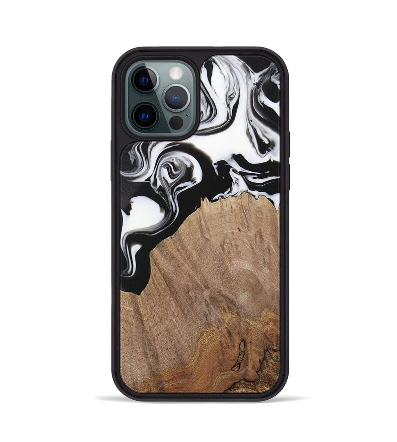 iPhone 12 Pro Wood Phone Case - Silvio (Black & White, 730117)