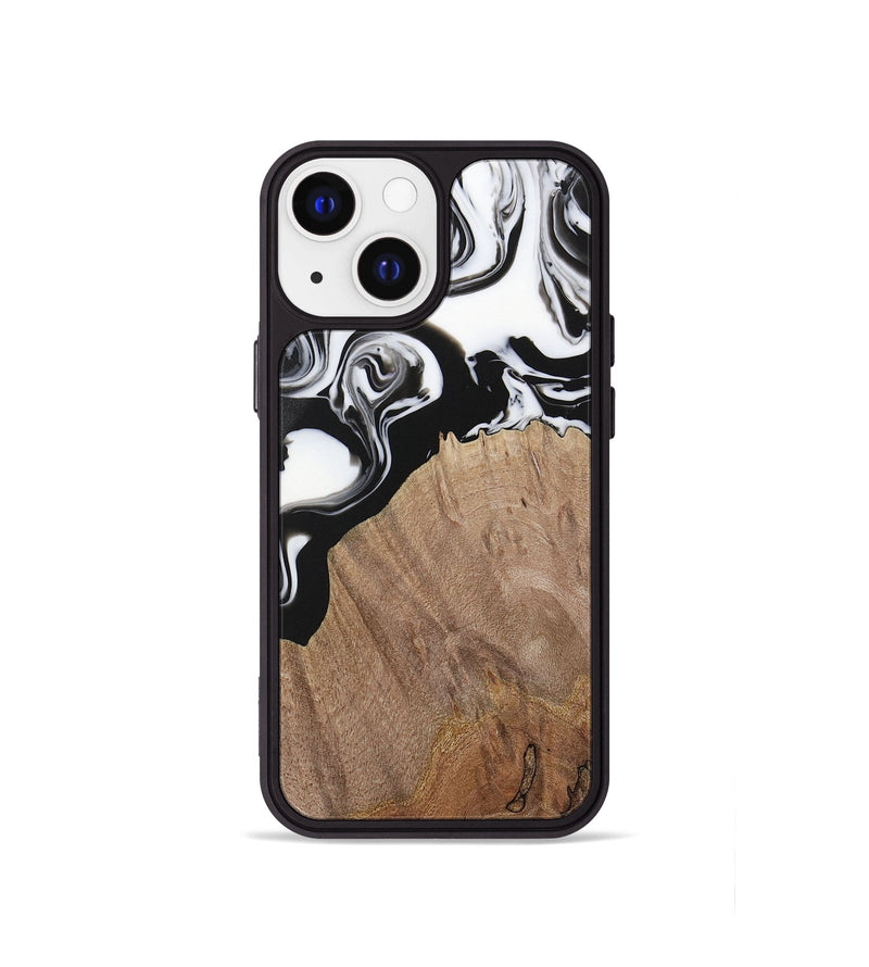 iPhone 13 mini Wood Phone Case - Silvio (Black & White, 730117)