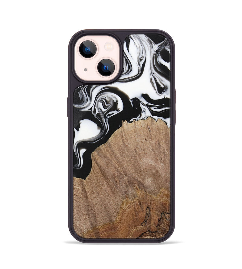 iPhone 14 Wood Phone Case - Silvio (Black & White, 730117)