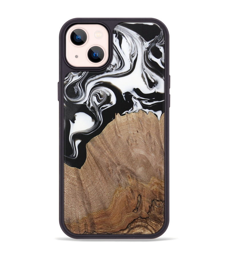 iPhone 14 Plus Wood Phone Case - Silvio (Black & White, 730117)